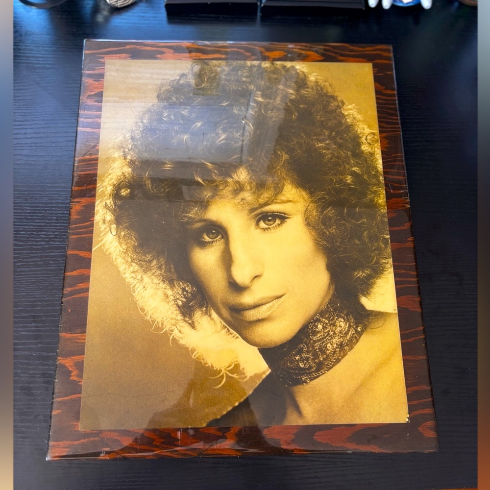 Vintage Barbra Streisand Headshot Picture on Wood